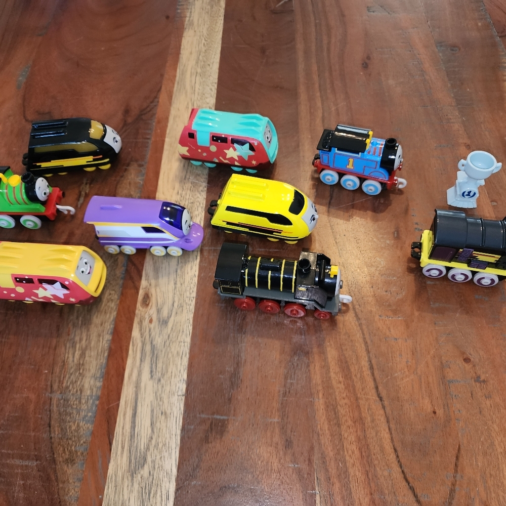 Lot Of 9 Thomas & Friends Sodor Cup Racers Diecast Push-Along Train Engines Set